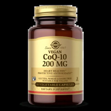 Коензим Q10 200 мг, Solgar Vegan CoQ-10, 30 вегетаріанських капсул