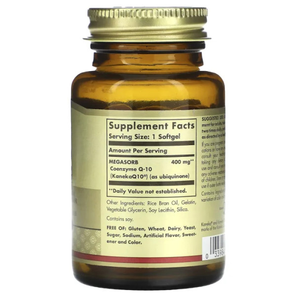 Коензим Q10, Megasorb CoQ-10, Solgar, 400 мг, 30 гелевих капсул