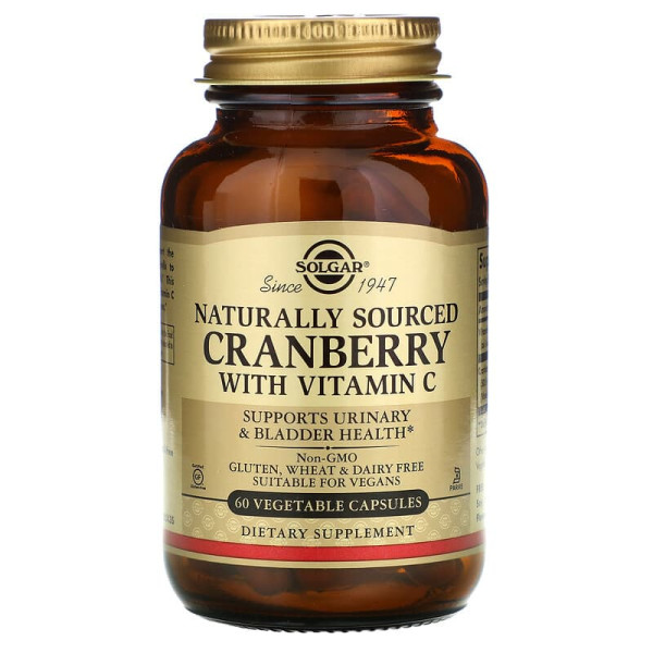 Журавлина + вітамін С, Cranberry Vitamin C, Solgar, натуральна, 60 рослинних капсул