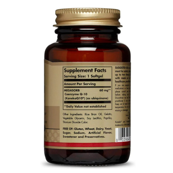 Коензим Q-10, Megasorb CoQ-10, Solgar, 60 мг, 60 гелевих капсул