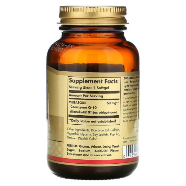 Коензим Q-10, Megasorb CoQ-10, Solgar, 60 мг, 120 гелевих капсул