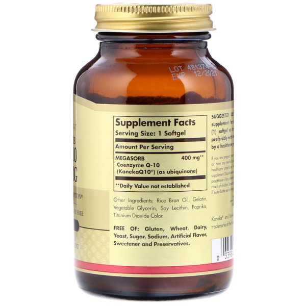 Коензим Q10, Megasorb CoQ-10, Solgar, 400 мг, 60 гелевих капсул