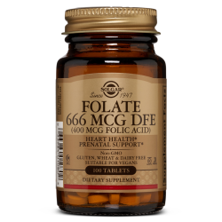 Фолат 666 мкг DFE (400 мкг), Solgar Folate as Folic acid, 100 таблеток