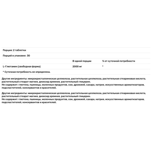 Глютамин, L-Glutamine, Solgar, 1000 мг, 60 таблеток