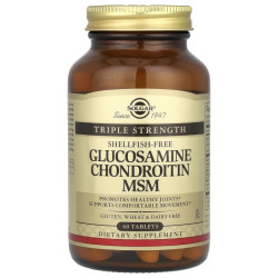 Глюкозамин хондроитин МСМ, Solgar Glucosamine Chondroitin MSM, тройная сила, 120 таблеток