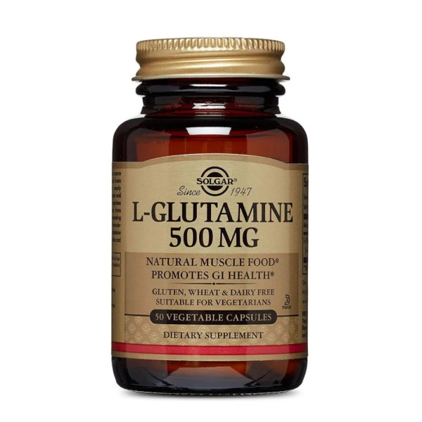 L-глутамін, L-Glutamine, Solgar, 500 мг, 50 вегетаріанських капсул
