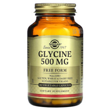 Гліцин, Solgar Glycine, 500 мг, 100 рослинних капсул