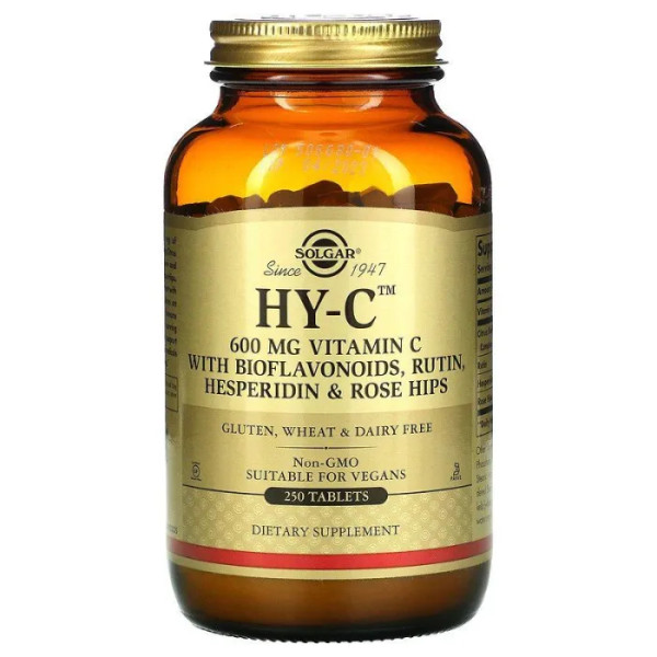 Вітамін С з біофлавоноїдами, HY-C, Vitamin C, Solgar, 250 таблеток