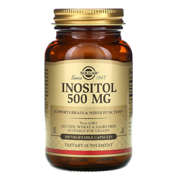 Інозитол, Inositol, Solgar, 500 мг, 100 вегетаріанських капсул