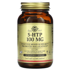 5-НТР, Solgar 5-гідрокси L-триптофан, 100 мг, 90 вегетаріанських капсул