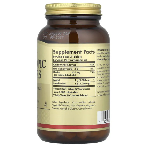 Ліпотропний фактор, Lipotropic Factors, Solgar, 100 таблеток