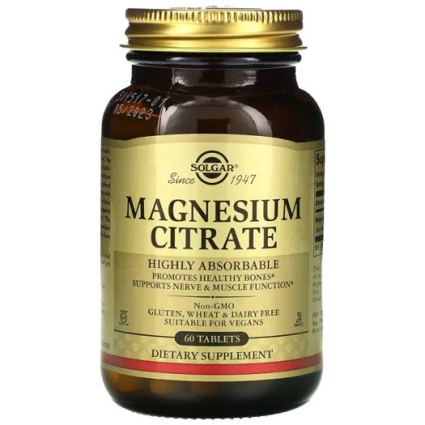 Цитрат магнію, Magnesium Citrate, Solgar, 60 таблеток