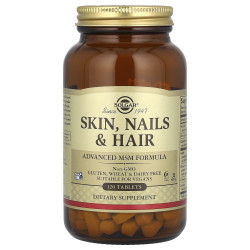 Витамины для волос, кожи и ногтей, Solgar Skin, Nails, Hair, улучшенная формула МСМ, 120 таблеток