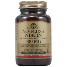 Ніацин 500 мг без почервоніння, Solgar No-Flush Niacin, не викликає почервоніння, 50 вегетаріанських капсул