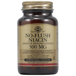 Ніацин 500 мг без почервоніння, Solgar No-Flush Niacin, не викликає почервоніння, 50 вегетаріанських капсул