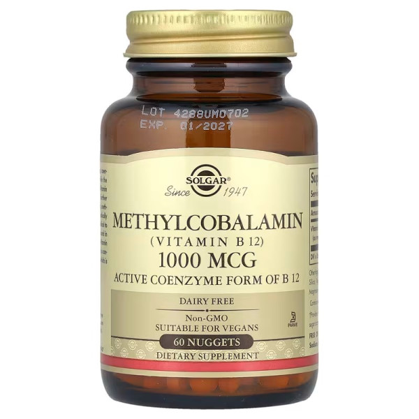 Вітамін В12 (метилкобаламін), Vitamin B12, Solgar, сублінгвальний, 1000 мкг, 60 таблеток