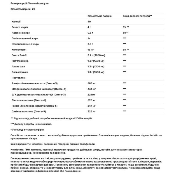 Омега 3-6-9, Omega 3-6-9, Solgar, 1300 мг, 60 гелевих капсул