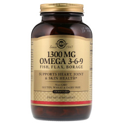 Омега 3-6-9, Solgar Omega 3-6-9, 1300 мг, 120 гелевых капсул