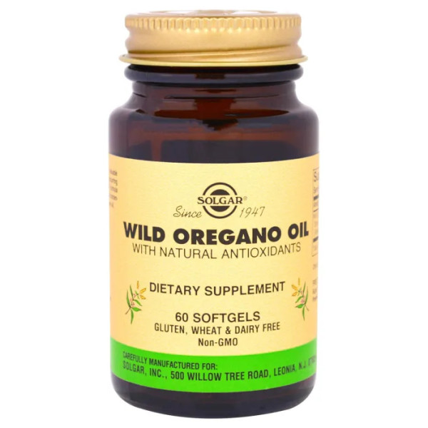 Масло орегано дикого, Wild Oregano Oil, Solgar, 175 мг, 60 мягких капсул