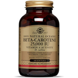 Бета-каротин океанический 7500 мкг (25 000 МЕ), Solgar Beta-Carotene, 180 гелевых капсул