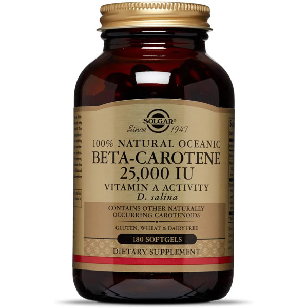 Бета каротин океанічний, Beta-Carotene, Solgar, 7500 мкг (25,000 МО), 180 гелевих капсул