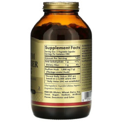 Псиллиум (шелуха) 500 мг, Solgar Psyllium Husks Fiber, 500 вегетарианских капсул