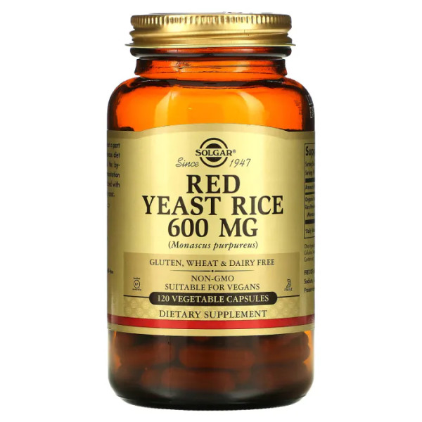 Червоний дріжджовий рис, Red Yeast Rice, Solgar, 600 мг, 120 вегетаріанських капсул