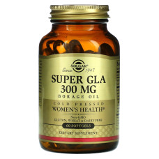 Олія огірковика GLA 300 мг, Super GLA Solgar, жіноче здоров'я, 60 гелевих капсул