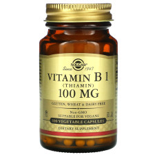 Вітамін B1 (Тіамін) 100 мг, Solgar Вітамін B1, 100 вегетаріанських капсул