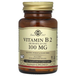 Рибофлавин 100 мг, Solgar Vitamin B2, 100 вегетарианских капсул