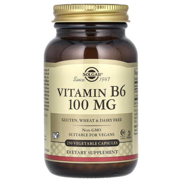 Вітамін В6, Vitamin B6, Solgar, 100 мг, 250 вегетаріанських капсул