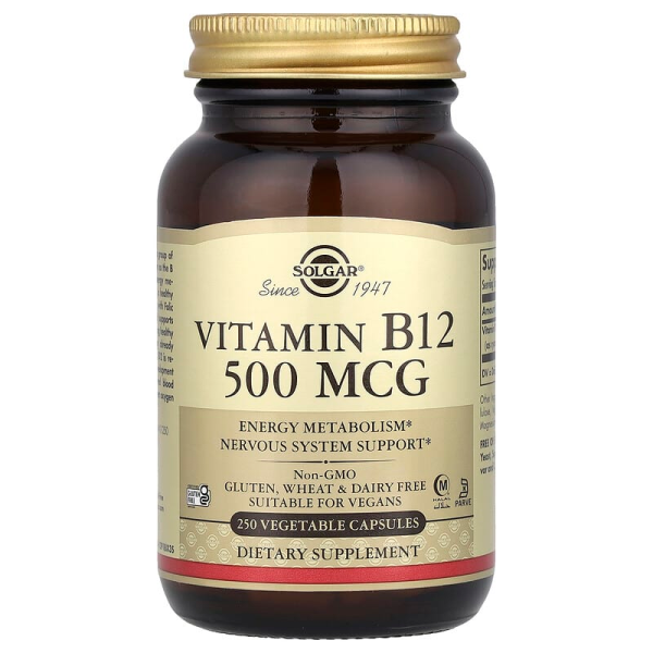 Вітамін В12, Vitamin B12, Solgar, 500 мкг, 250 вегетаріанських капсул