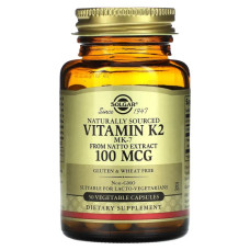 Вітамін K2 100 мкг, Naturally Sourced Vitamin K2 Solgar, 50 вегетаріанських капсул