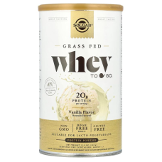 Сироватковий протеїн, Solgar Grass Fed Whey To Go, порошок, смак ванілі, 338 г.