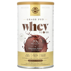Сироватковий протеїн, Grass Fed Whey To Go Solgar, порошок, смак шоколаду, 377 г.