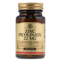 Пиколинат цинка, Solgar Zinc Picolinate, 100 таблеток