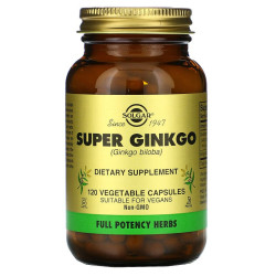 Гинкго Билоба супер, Solgar Super Ginkgo, 120 вегетарианских капсул