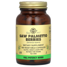 Пальметто, Solgar Saw Palmetto Berries, 100 рослинних капсул