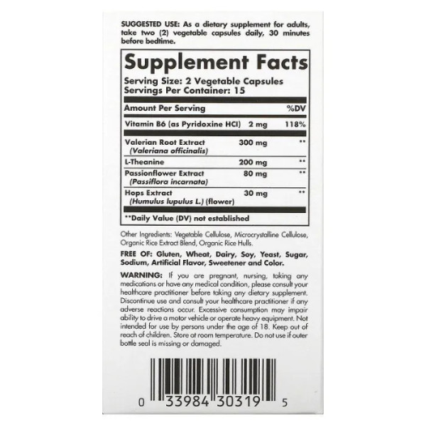 Підтримка сну та зниження стресу, Sleep & Stress Support, Solgar, 30 рослинних капсул