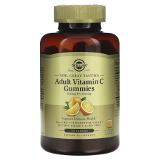 Вітамін C 125 мг для дорослих жувальні, смак полуниці та апельсин, Solgar Adult Vitamin C Gummies, 120 жувальних цукерок