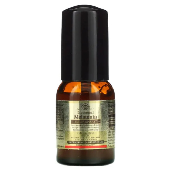 Мелатонін, Liposoman Melatonin, Solgar, ліпосомальний, спрей для сну, м'яка м'ята, 100 пероральних спреїв, 20 мл