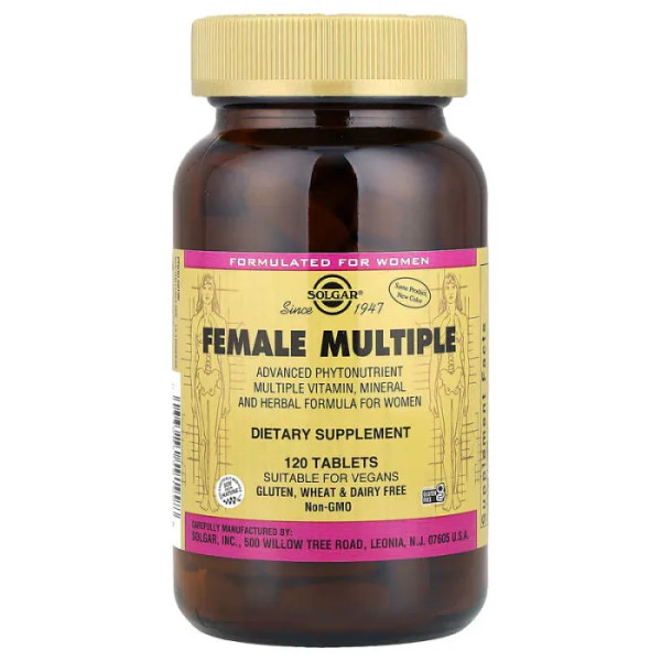 Мультивітаміни, мінерали та трави для жінок, Female Multiple, Solgar, 120 таблеток