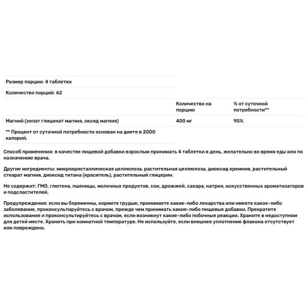 Магний хелат, Chelated Magnesium, Solgar, 250 таблеток