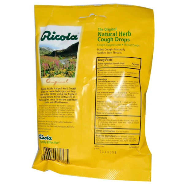 Льодяники від кашлю і болю в горлі (трав'яні), Herb Cough Drops, Ricola, 21 шт