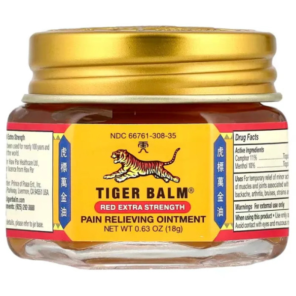 Знеболювальна мазь, екстра сильна, Pain Relieving Ointment, Extra Strength, Tiger Balm, 18 г