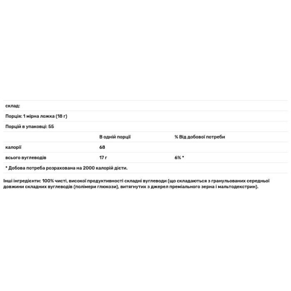 Енергетичний напій для спортсменів, (Carbo Plus), натуральний смак, Universal Nutrition, 1кг