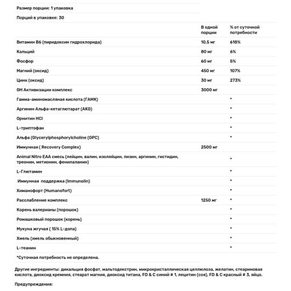 Відновна формула, Animal PM, Universal Nutrition, для нічного анаболічного відновлення, 30 пакетів