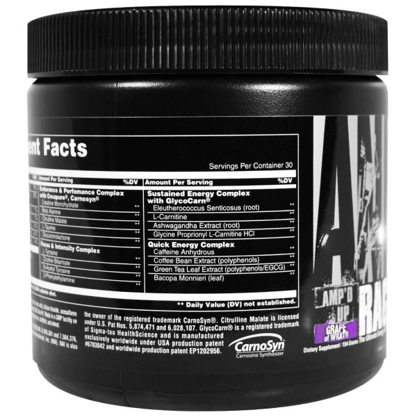 Енергетик, (Animal Rage XL), смак винограду, Universal Nutrition, 154 г