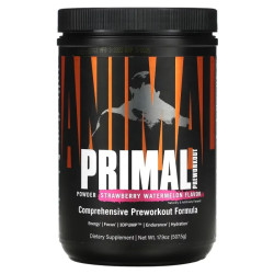 Передтренувальний комплекс, Universal Nutrition Primal Powder Preworkout, полуниця та кавун, 507,5 г