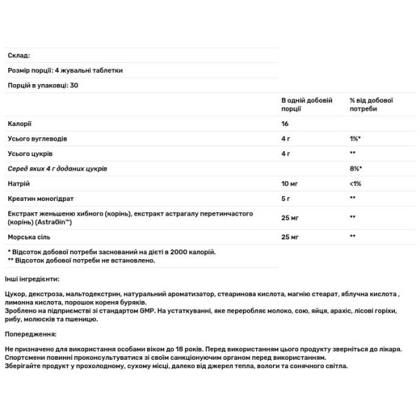 Креатин, Creatine Chews, Universal Nutrition, Animal, зі смаком винограду, 120 жувальних таблеток